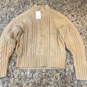 a new day Beige Cable Knit Turtleneck Sweater